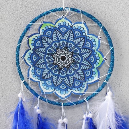 Dreams "Mandala with blue feathers" 60x15x0.7 cm-1