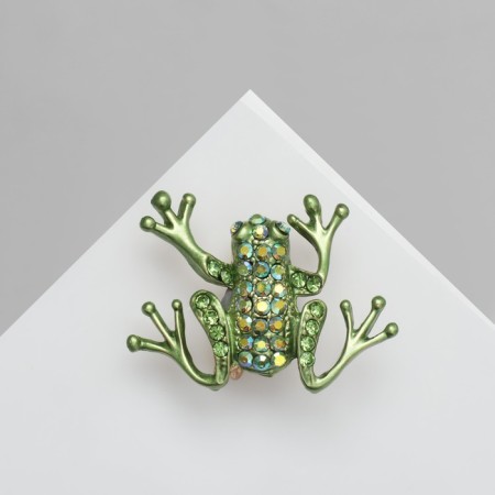 Brooch "Frog" magic, green color in gold