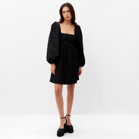 Women's dress with a bow Mist, p. S, black-5