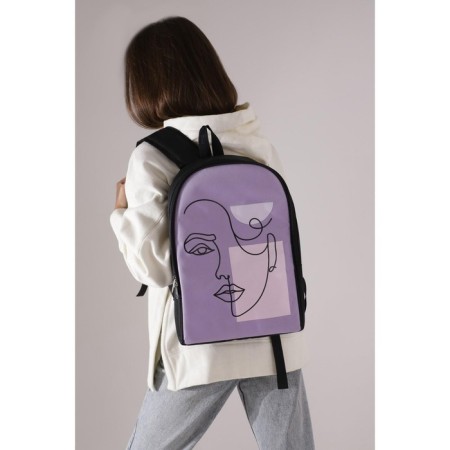 Backpack School Textile Face Line, 25x13x37 cm, lilac color-8