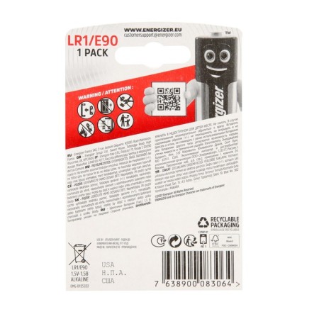 Alkalin battery Energizer, LR1 (910A/N/E90) -1BL, 1.5V, blister, 1 pc.-1