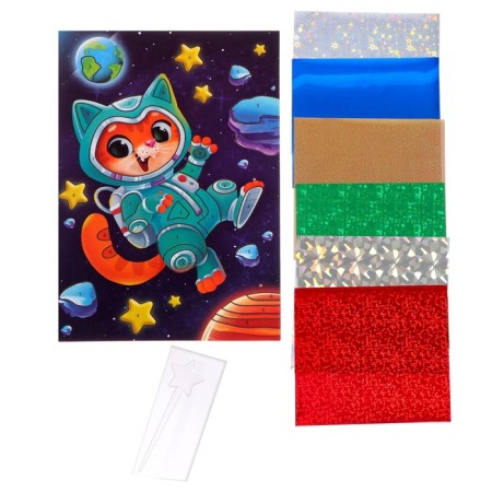 Set for creativity. Application by foil "Cat in space"-3