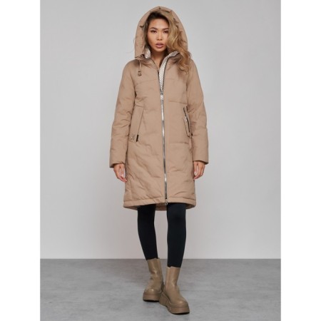 Coat insulated winter female, size 50, beige color-4