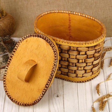 Khlobitsa wicker, oval, 27x18x22 cm, birch bark-2