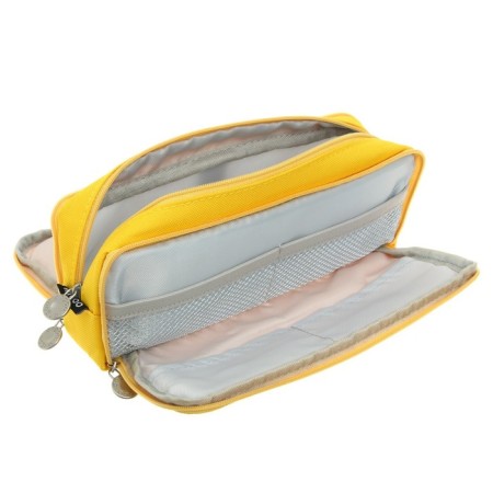 School pencil case on the zipper 3-section, yellow-5