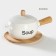 Porcelain Fooldine with a handle on the Bellatenero bamboo stand, 400 ml, 20.5 × 11.5 × 6.5 cm, white color