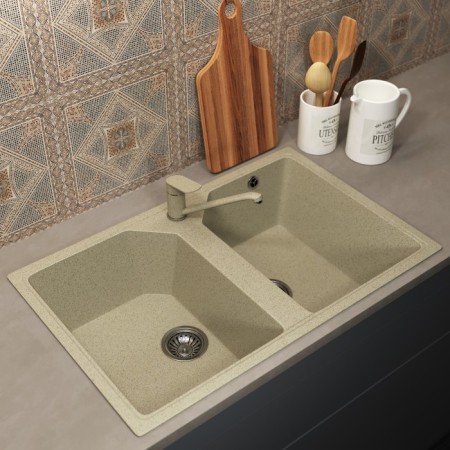 Uperwood Econ UPD-402 kitchen washing, oval, color 002 Beige matte-2