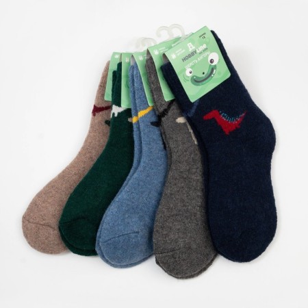 Children's woolen socks "dinosaurs", color mix, size 18-3