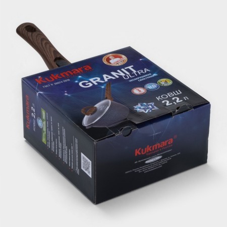 GRANIT Ultra bucket, 2.2 l, glass cover, removable handle, anti -stick coating, black color-9
