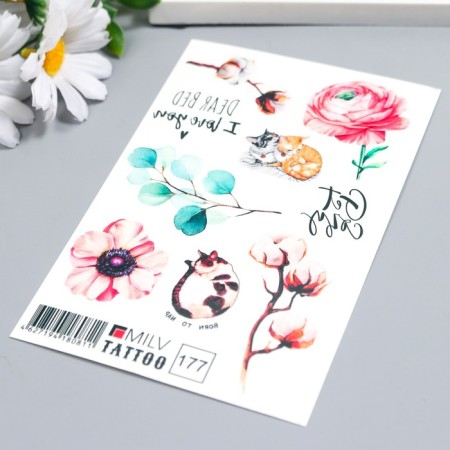 Tattoo on the body "delicate flowers" 10x15 cm-1