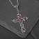 Piece "Gothic" Cross, red color in silver, 52.5 cm