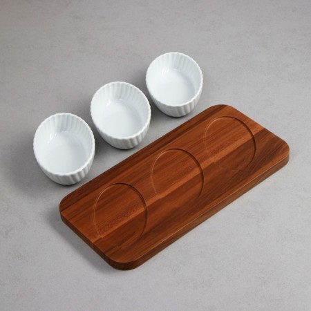 Menzhitsa "Carmen", 3 pcs: 250 ml, oval, wooden base, porcelain, Iran-2