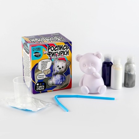 Set for creativity. Drawing by acrylic on the plastic figure "Bear"-1
