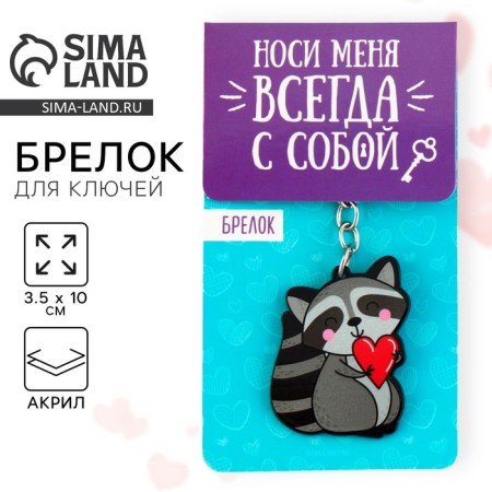 Acrylic key -keychain "Raccoon", 3.5 x 10 cm