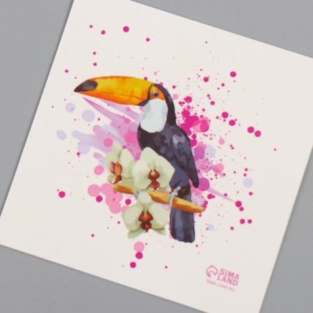 Tattoo on the body color "watercolor. Tukan" 6x6 cm-5