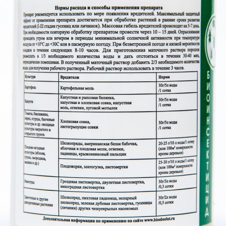 Bioinsecticide bicotside from scales of pests, 90 g-1