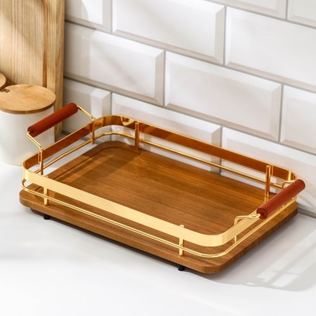 Ferra tray, 30 × 20 cm, brown-golden color-1