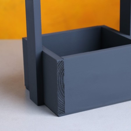 Wooden Kashpo 15 × 12 × 25 cm "openwork", rectangular, handle rope, black give beautifully-3
