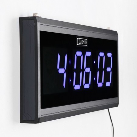 Electronic wall clock, 19 x 3 x 48 cm, blue numbers-2