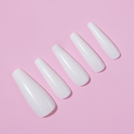 Patching nails, 24 pcs, ballerina shape, white color-1