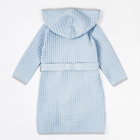 Халат детский с капюшоном Amarobaby Waffle, рост 134-140 см, цвет голубой-12