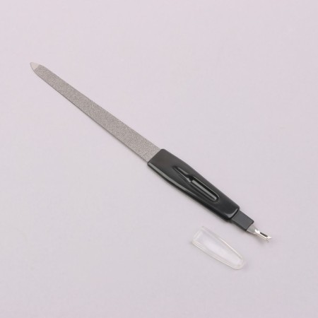 Metal-trimmer for nails, 19 cm, with a protective cap, black color-1
