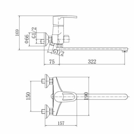Fashun A2265 bath mixer, single -leaf, pour 320 mm, with shower, chrome-1