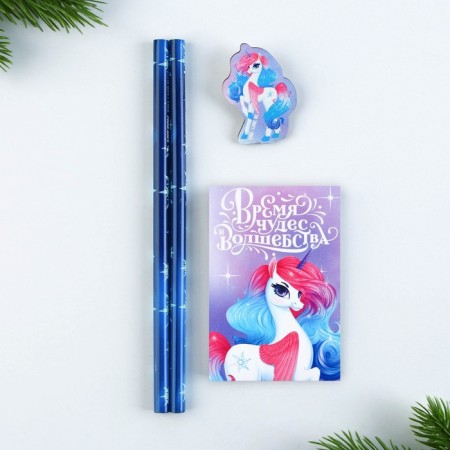 Gift New Year's Set: notebook, pencils of b/g 2 pcs and icon "Happy New Year"-1