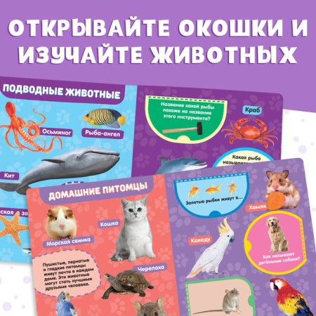 Cardboard book with windows "Animals", 10 p.-2