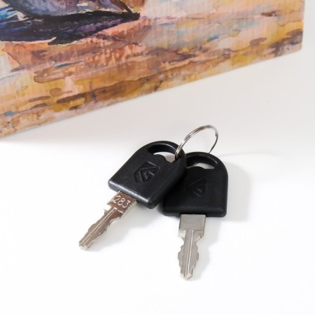 Safe Brush Tree leatherette "boat on the seashore" 21x13x5 cm-4