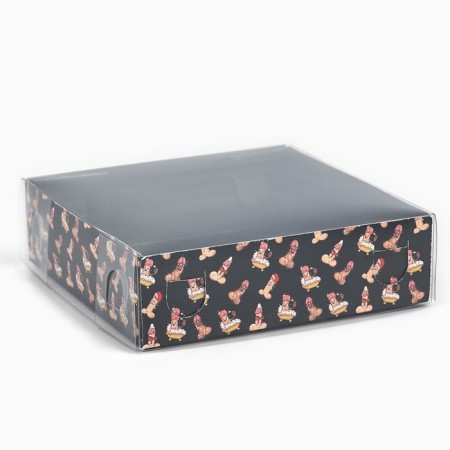 Box for Makarun "Gift", 12 x 12 x 3 cm, New Year-1
