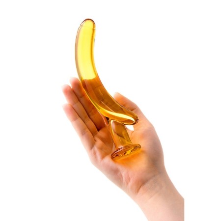Unrealistic phallimitator Sexus Glass, glass, yellow, 17.5 cm-3