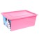 A box for toys with a lid, "funny zoo", volume 30 l, pink color