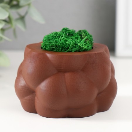 Concrete Kashpo "Bubbles" with moss brown 8x8x5cm (moss green stabilized)