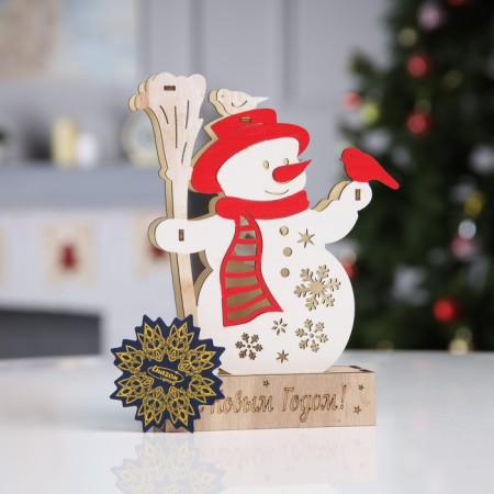 LED figure "Snowman" 16.5 × 20 × 5 cm, wood, batteries LR1130X3, glow warm white-4