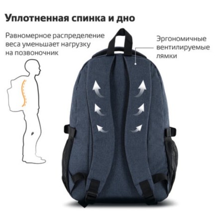 Brauberg High School's backpack universal, 3 compartments, "sapphire", blue, 46x31x18 cm, 270760-4