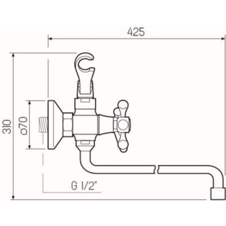 Bath mixer RMS SL71-143, two-wound, long spout, shower watering can and hose, chrome-1