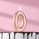 Candle in the Cake "European", number "0", 6 cm, pink gold