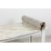 The oilcloth is transparent 0.8 mm, beige marble drawing, roll 20 pp.