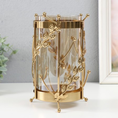 Climber Metal, glass for 1 candle "branches with balls" d = 10 cm gold 20 cm-1