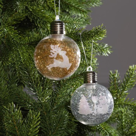 A set of Christmas tree balls "Ice patterns" 2 pcs., Batteries, 1 LED, RGB glow-1