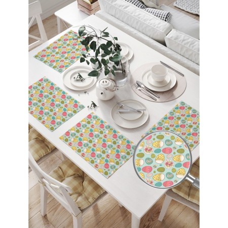 A set of napkins for setting the table "Flowers on Easter eggs", rectangular, size 32x46 cm, 4 pcs-1
