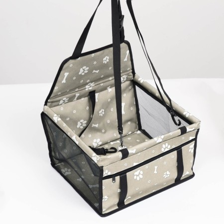 Car Seats for animals 40*30*25 cm, gray with white paws and bones-2