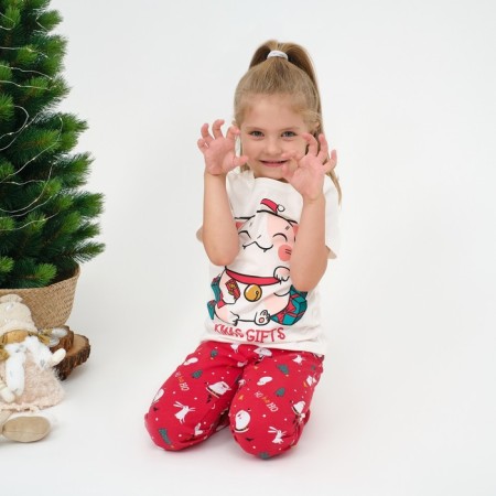 Pajama New Year's nursery KAFTAN "New Year's cat", size 34 (122-128 cm)-1