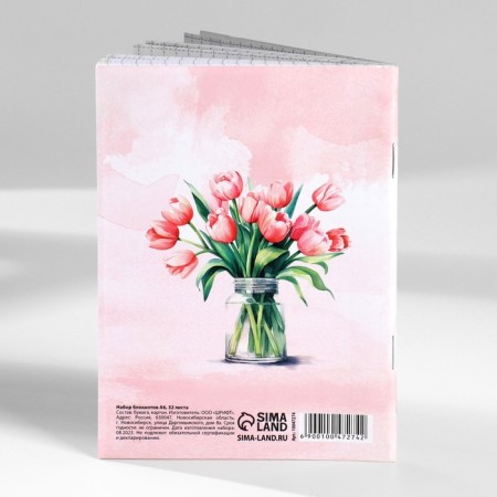 Set of notebooks A6, 32 sheets on a paper clip 8 pcs. “From March 8. Tulips "-23