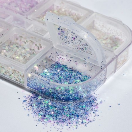 Sparkles for decor, 12 cells, small, multi -colored-1