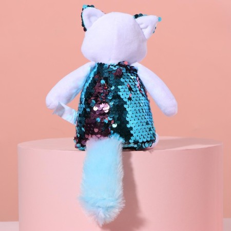 Soft toy "Lizzi cat" with sequins, 6 cm x 23 cm x 16 cm-6