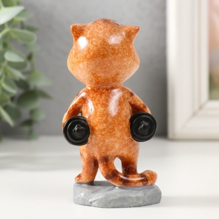 Souvenir Polystone varnish "Kotka with dumbbells" 6x4.5x9 cm-2