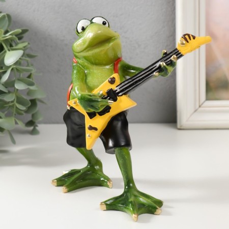 Souvenir Polystone Lak "Frog with Electrihitara" 7.5x14.5x15.5 cm-1