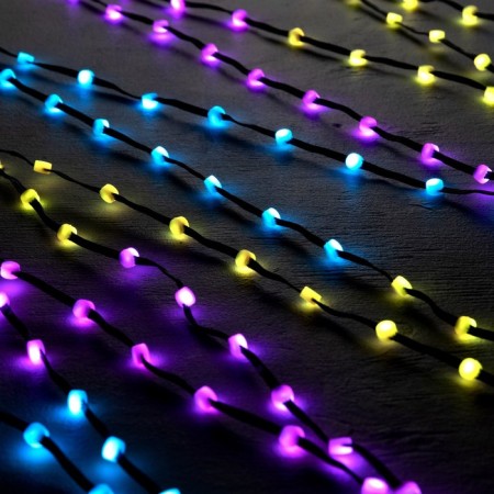 Smart garland “thread” 5 m Rosa with nozzles “Balls”, IP20, black wire, 100 LED, remote control, application, glow RGB, USB-2